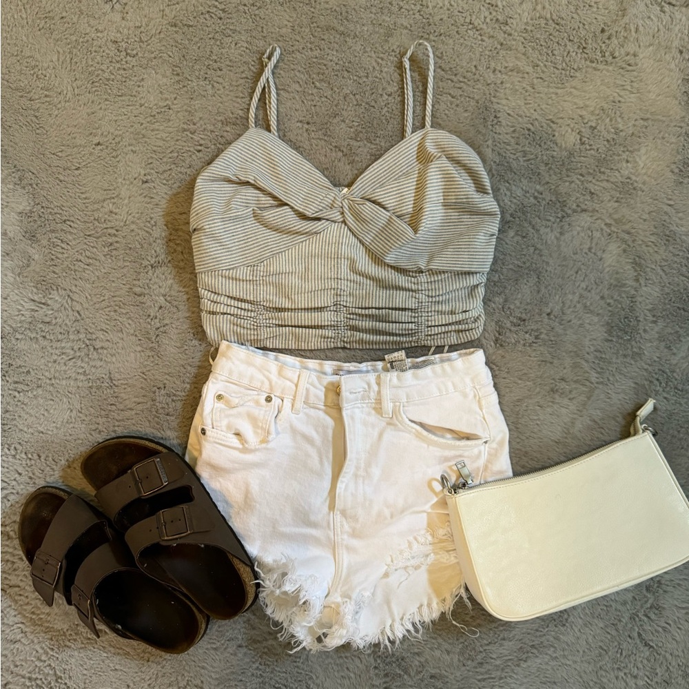 Trendy boho striped crop top